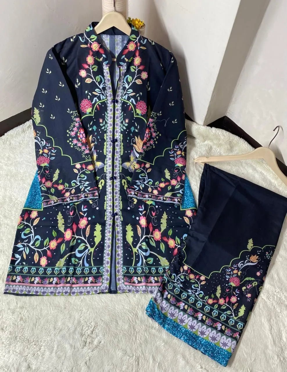 2 Pcs Women's Stitched heavy Swiss Lawn Printed - Gullena