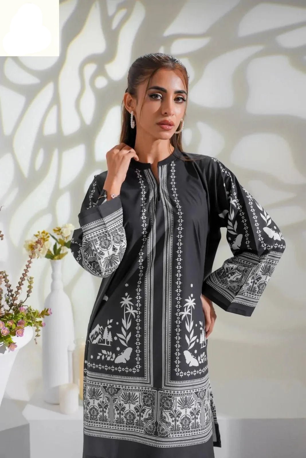 2 Pcs Women's Stitched Swiss Lawn Digital Print Co - Ord Set - Gullena