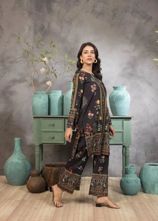 2 Pcs Women's Stitched Swiss Lawn Printed Shirt And Trouser - Gullena