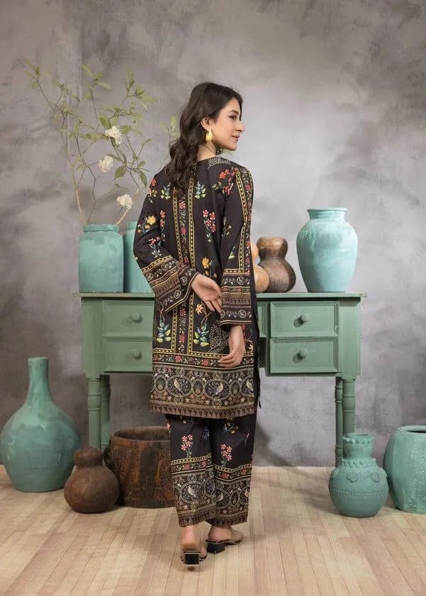 2 Pcs Women's Stitched Swiss Lawn Printed Shirt And Trouser - Gullena