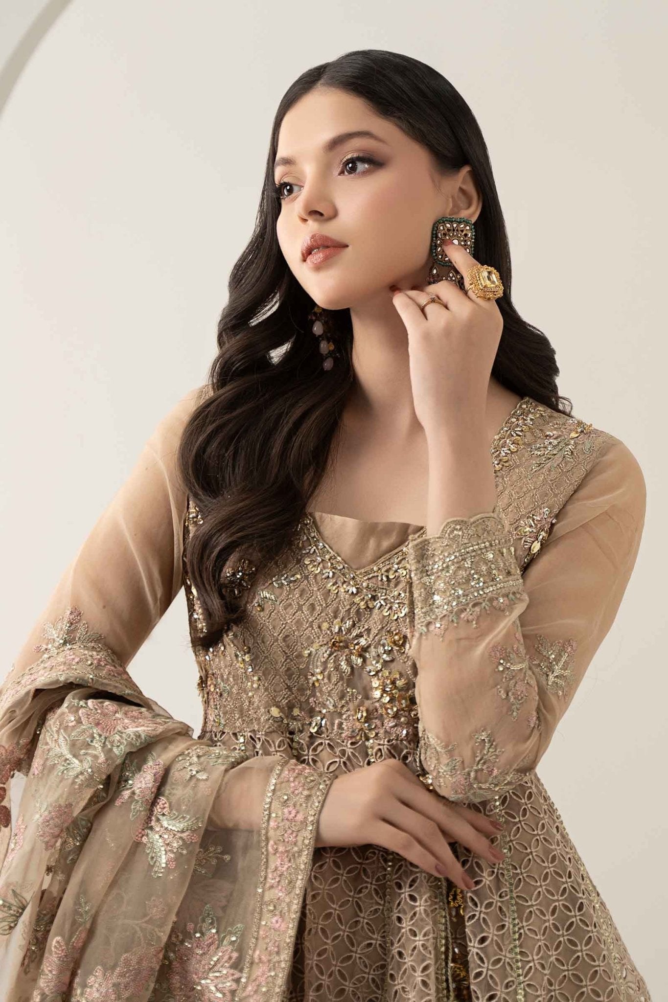 3 Piece Embroidered Organza Suit - Gullena